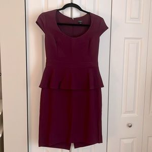 Ann Taylor peplum pencil dress. Size 4, Maroon Dress.